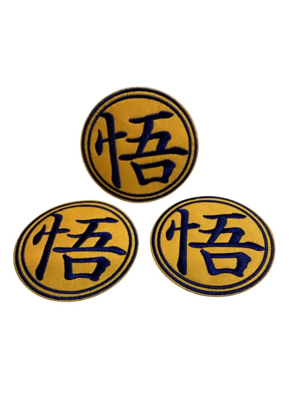 3 Pak Dragon Ball Z Son Goku's Symbol Large 3" Anime Gold/Blue Embroidered Patch
